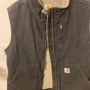 Carhartt Vest Womens XL Western Canvas Sherpa Lined Mock Neck WV001